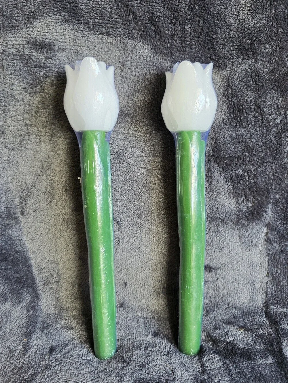 New White Tulip Taper Candle lot, Home holiday Easter spring mother's day decor